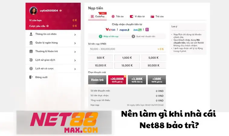 Nên làm gì khi nhà cái Net88 bảo trì? Nên làm gì khi nhà cái Net88 bảo trì?